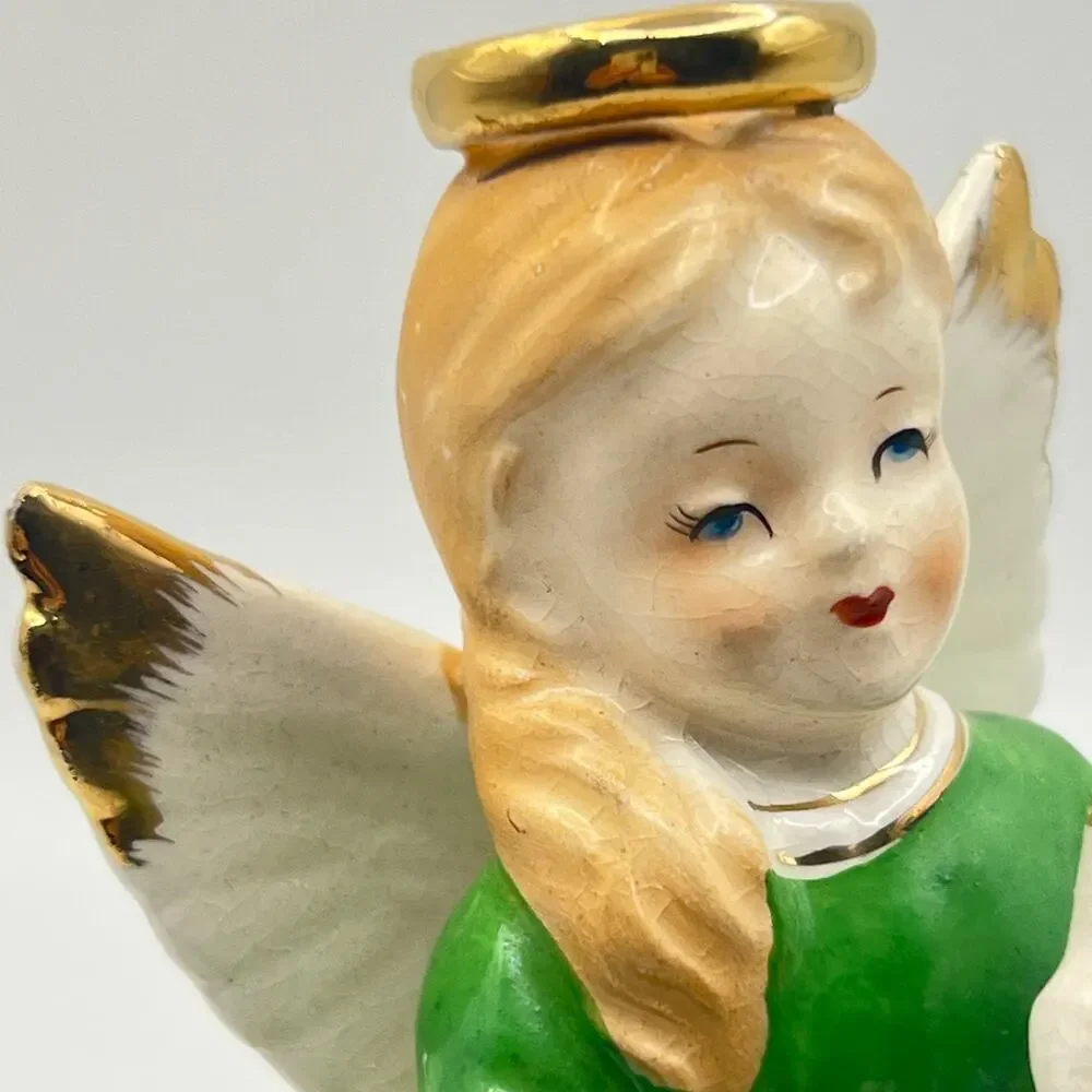 Vintage 50s Art Gift Angel Of Ireland Figurine Porcelain Girl 1958 Japan 4.25